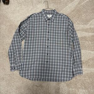 Duck Head Men's Plaid Button-Down Shirt in Gray and Blue
